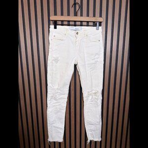 IRO Jeans 26 Womens White Skinny Low Rise Frayed Distressed Stretch Denim